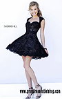 Sherri Hill 4331 Black/Nude Opnn Back Short Lace Homecoming Dress