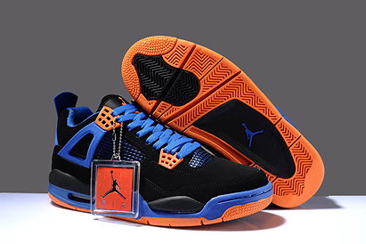 Nike Air Jordan 4 Royal Blue Laces/Black/Orange Basketball Footwear