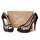 Red Bottom Christian Louboutin Champagne Chiffon Ambrosina 120mm Peep Toe Pumps Black (duplicate)