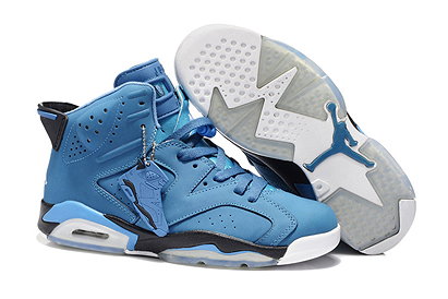 Air Jordan 6 Sport Sneakers with Color Black White and Blue - Mens