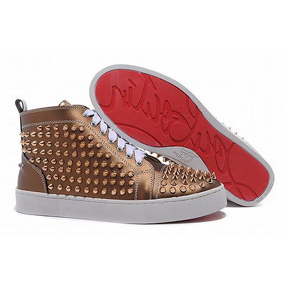 Bronze Christian Louboutin Louis Gold Spikes Men Red Sole Shoes