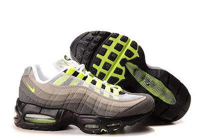 Nike Air Max 95 GS Women Shoes 2010 release Cool Grey Neon Yellow