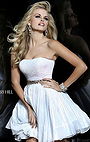 2014 Sherri Hill 8520 Ivory/Gold Beaded Strapless Mini A-Line Short Prom Dress