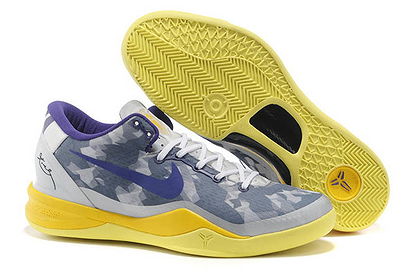 Nike Zoom Kobe VIII 8 System White/Purple/Yellow Bryant Shoes For Men