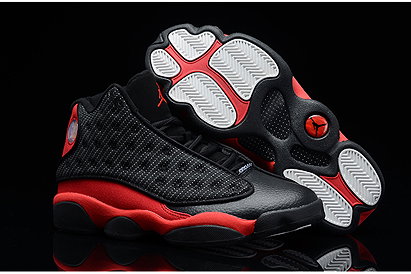 Men Black and Varsity Red Air Jordan 13 Bred Basketball Shoes