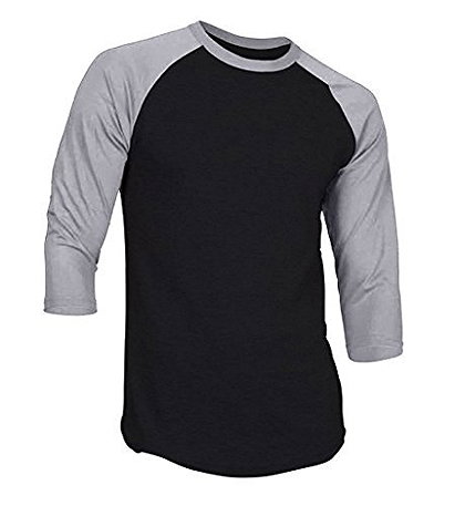 Dream USA Men's Casual 3/4 Sleeve Baseball Tshirt Raglan Jersey Shirt Black/Dk Camo Medium