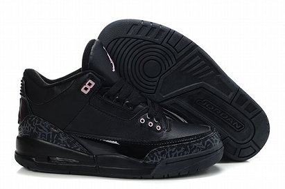 Chicago Bulls Michael Jordan 3 Women All Black Athletic Shoes
