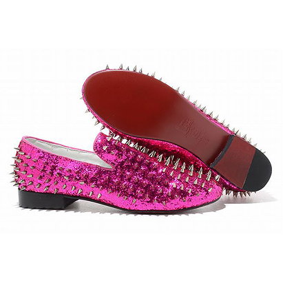 Christian Louboutin Rollerboy Spikes Womens Flat Shoes Pink