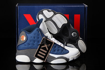 Air Jordan 13 Flints Men Shoes:French Blue/University Blue/Flint Grey Retro Nike Sneakers 