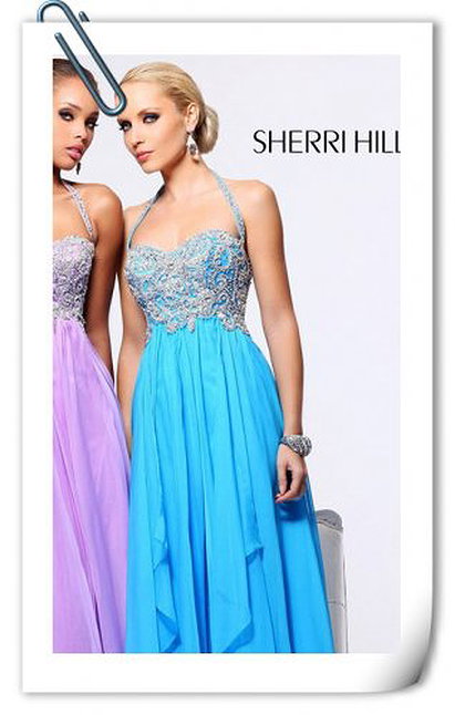 Outlet Prom Gown Halter Chiffon Turquoise Beaded Sherri Hill 3836 Online