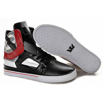 Black and Silver Red High Top Mens Skytop II Sneakers