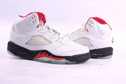 jordan retro 5 white black red men's