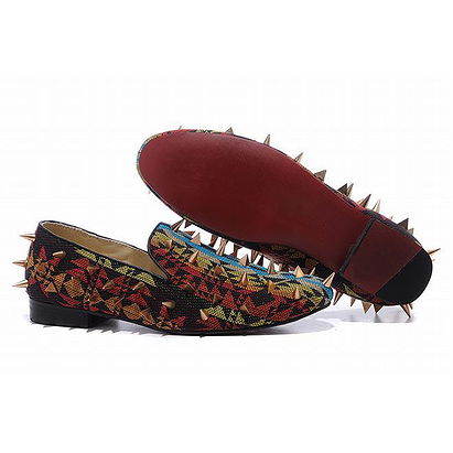 Multi Color Christian Louboutin Rollerboy Spikes Mens Red Sole Flat Shoes