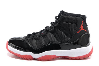 Bred Jordan Shoes Customs Black/White & Varsity Red Basketball Sneaker