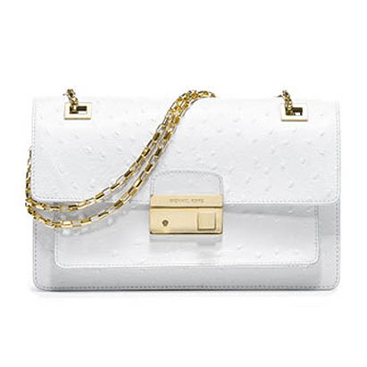 Michael Kors Gia Ostrich-Embossed Shoulder Flap Bag