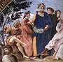 The Parnassus, detail of Homer, Dante and Virgil, in the Stanze della Segnatura