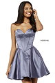 2018 Sherri Hill Gunmetal Strapless Corset Short Satin Prom Dresses 52197 [Sherri Hill 52197 Gunmetal] - $200.00