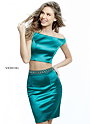 Sherri Hill 51318 Emerald Beads Two Piece Off-The-Shoulder Short Satin Prom Dresses 2017