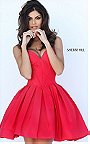 2017 Mini Red Taffeta Sherri Hill Style 50501 Strapless A-Line Prom Dress [Red Sherri Hill 50501] - $153.00