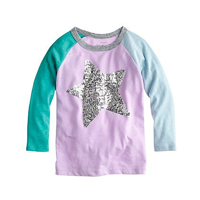 J.Crew Girls' sequin star colorblock baseball tee