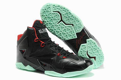 Nike Mens LeBron XI 11 Black-Red-Jade Colorways