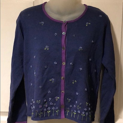 Vintage Purple Embroidered Cardigan Sigrid Olsen S