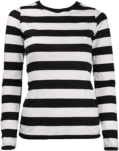 Largemouth Women's Long Sleeve Striped Shirt Black/White