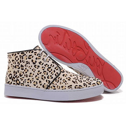 Red Bottom Christian Louboutin Leopard Printed High Top Mens Sneakers