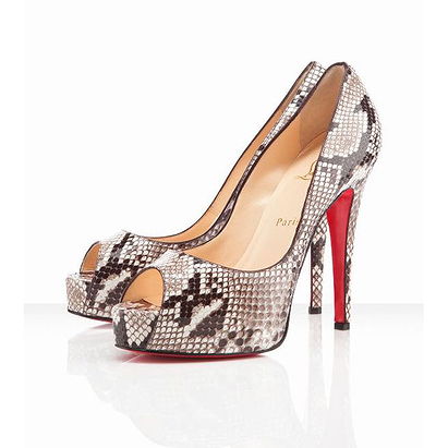 Christian Louboutin Hyper Prive Peep Toe Pumps (Roccia Python)