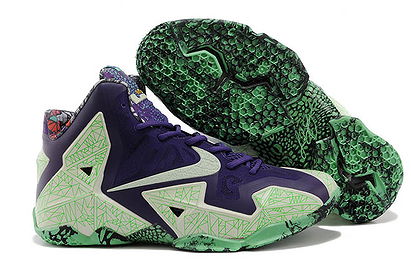 All Star Green Glow in the Darkness with Purple Venom Colors Men Size LeBron James 11 (XI) Athletic Shoe