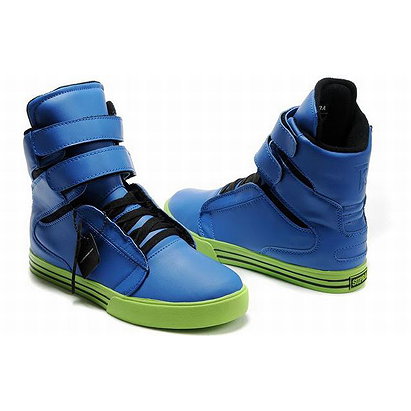 Lime Green and Blue Ladies Supra Tk Society High Top Skate Sneakers