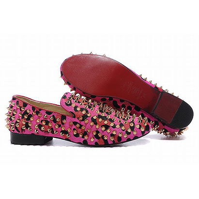 Red Bottom Christian Louboutin Rollerboy Spikes Mens Flat Shoes Leopard Red