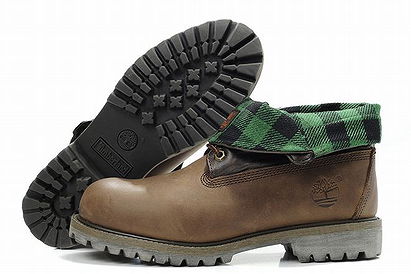 Mens Roll Top Timberland Boots Tan Green