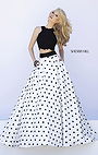 Two Piece Ivory/Black Sherri Hill 32215 Polka Dot Evening Gown 2015