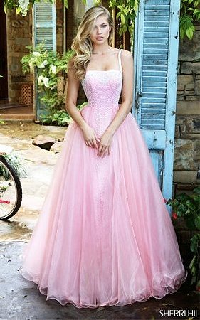 2017 Blush/Ivory Appliques Floral A-Line Long Party Dress By Sherri Hill 50952