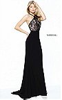 Cheap Fitted Black Sherri Hill 50998 Halter Long Lace Prom Gown 2017