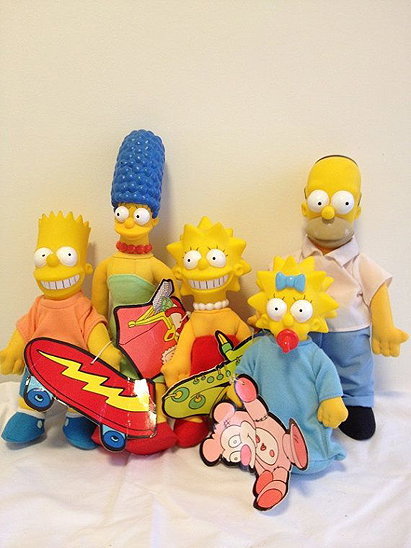 Collection of Five Burger King Simpson Doll Figures: Homer, Marge, Bart, Lisa and Maggie