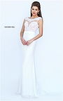 2016 Sweetheart Sherri Hill 50314 V-Back Slim Beaded Ivory Evening Gown