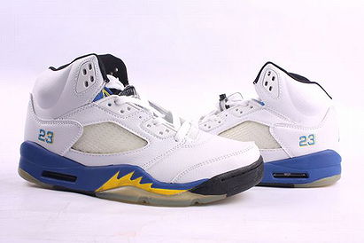 Colorways White/Blue/Black Men Size Shoes - Jordan 5 Retro