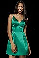Emerald 2018 V Neckline Satin Homecoming Gowns 52111 By Sherri Hill