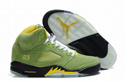 Air Jordan 5 V Retro Nike Shoes: Green/Black Color Design