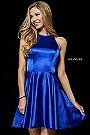 High Neckline 52254 Royal 2018 Satin Homecoming Dresses Sherri Hill [Sherri Hill 52254 Royal] - $180.00
