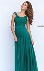 2016 Emerald V-Neck Backless Beaded Long Evening Dress Sherri Hill 50093