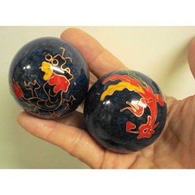 Chinese Healthy Balls #40555 (Blue with Phoenix Bird and Dragon)
