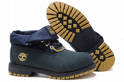 Roll Top Timberland Boots Dark Blue Yellow Mens