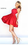 Pleated Sherri Hill 50323 Open Back Beaded 2016 Red Homecoming Dress