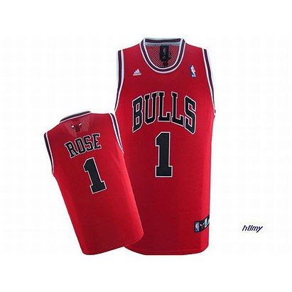 Adidas Rose #1 Red Swingman Bulls Jersey Black Number