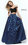 Spring 2017 Print Sherri Hill 50572 Off Shoulder Black/Royal Two Piece Evening Gown
