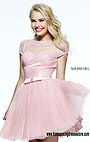 Embellished Blush Sherri Hill 21231 Tulle Pleated A-Line Prom Dress Outlet