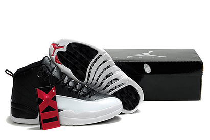 Black/White-Nike Jordans Men Shoes 12 Leather